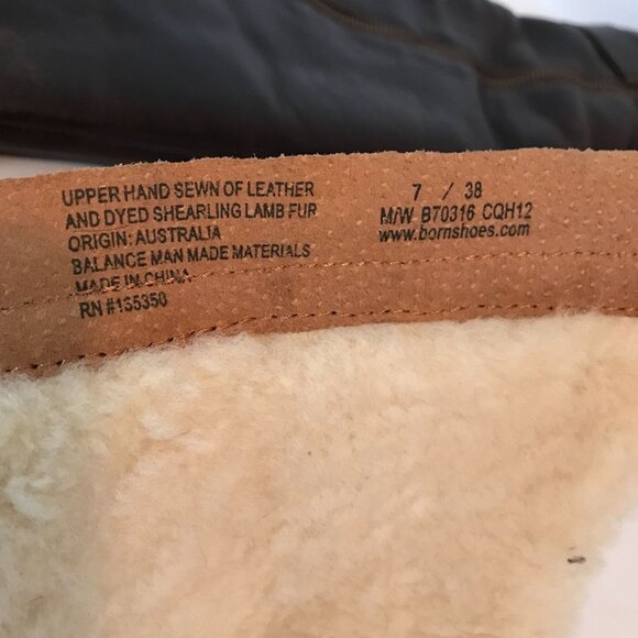 BORN Shearling Lined Warm Womens 7/38 Tall Brown Leather Tall Riding Boots - Picture 9 of 12